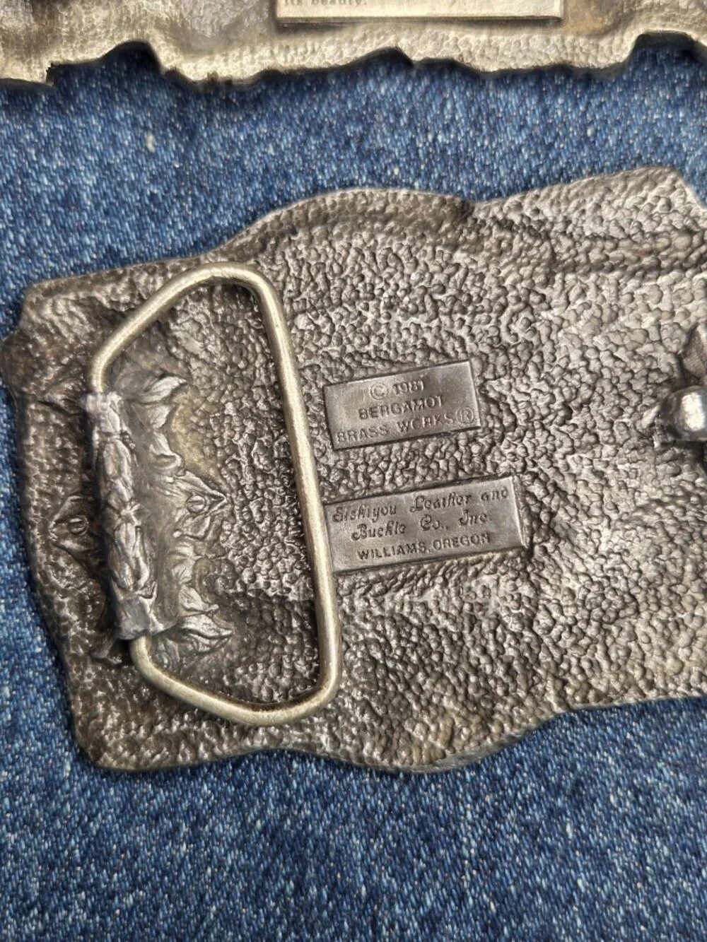 Lot of 2 - 1980s Bergamot Vintage God's Country & Washington Enamel Belt Buckles